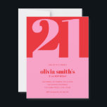 Modern Minimalist Pink Red 21st Birthday Postcard<br><div class="desc">Modern minimalist 21st birthday invitation postcard featuring simple design with elegant chic typography in pink and red colour.</div>