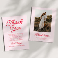 Modern Minimalist Pink Red Picture Wedding