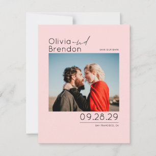 Modern Minimalist Pink Save the Date Photo