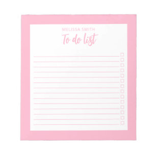 Modern Minimalist Pink To Do List Notepad
