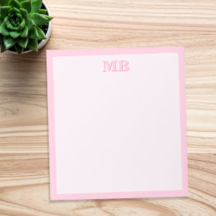 Modern Minimalist Pink Typography Initial Monogram Notepad
