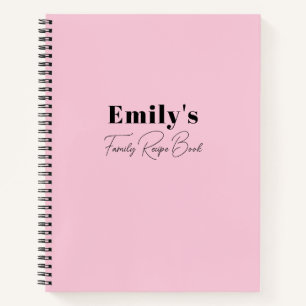 Modern Minimalist Pink Typography Recipe Book
