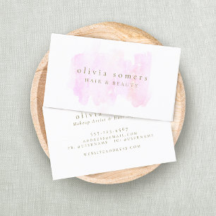 Modern Minimalist Pink Watercolor Beauty Business Card