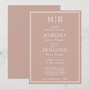 Modern Minimalist Pink Wedding Invitation