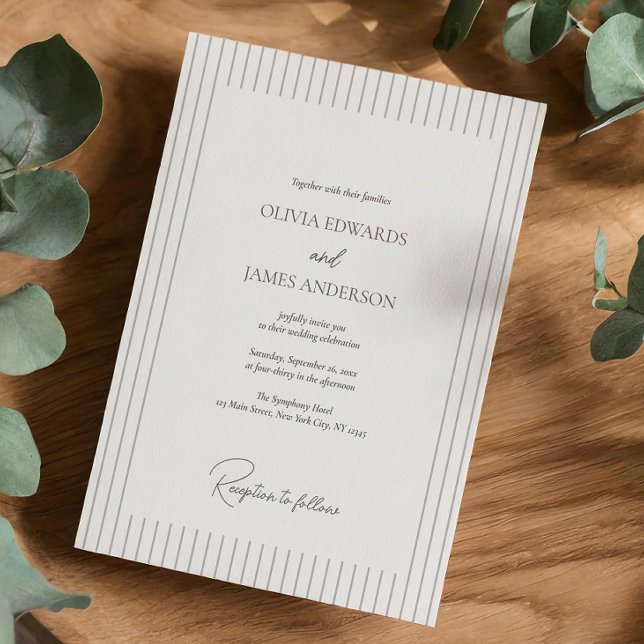 Modern Minimalist Pinstripe Wedding Invitation (Creator Uploaded)