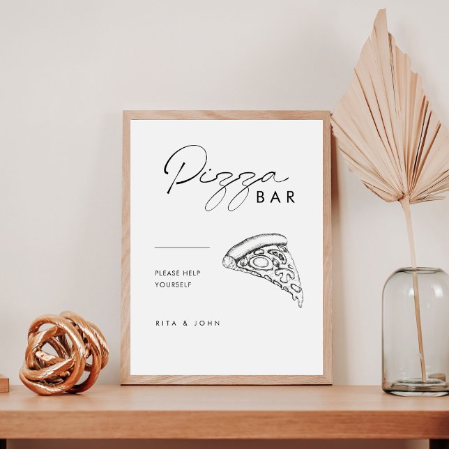 Modern Minimalist Pizza Bar Wedding Sign (Creator Uploaded)