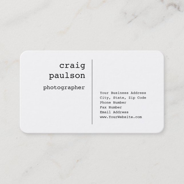 Modern Minimalist Plain Black White Business Card (Front)