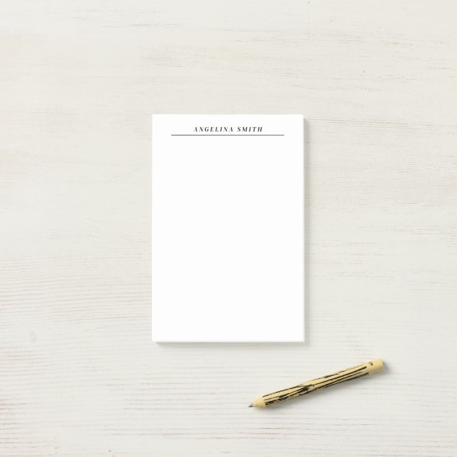 Modern Minimalist Plain Black White Post-it Notes (On Desk)