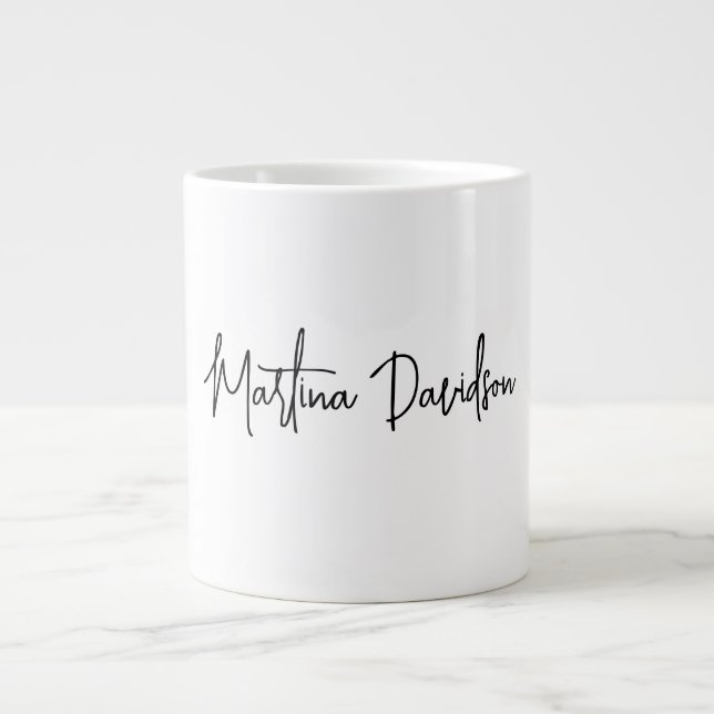 Modern Minimalist Plain Creative Calligraphy Large Coffee Mug (Front)