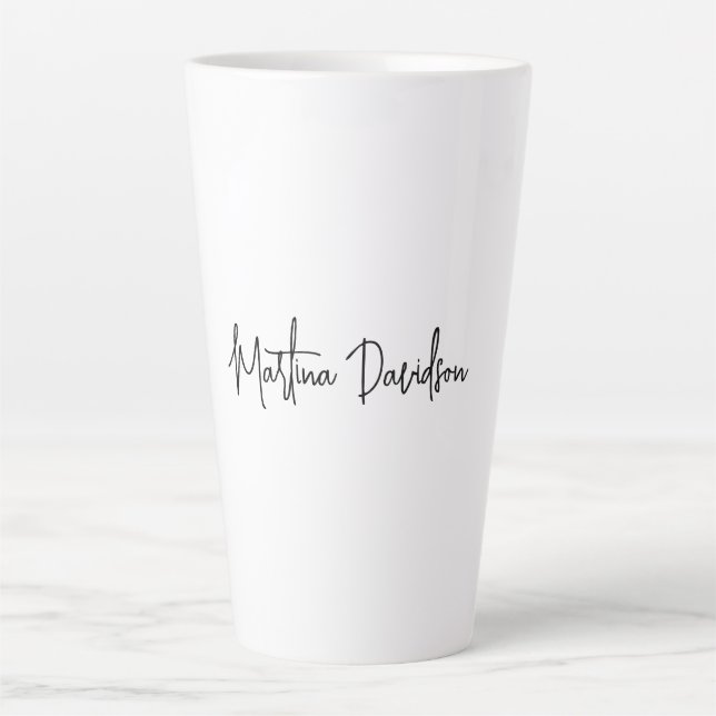 Modern Minimalist Plain Creative Calligraphy Latte Mug (Front)