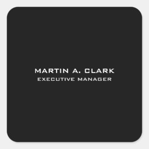Modern Minimalist Plain Elegant Black & White Square Sticker