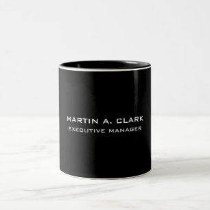 Modern Minimalist Plain Elegant Black & White Two-Tone Coffee Mug