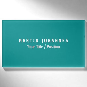 Modern Minimalist Plain Elegant Blue Green Name Tag