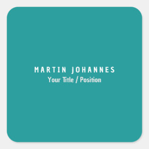 Modern Minimalist Plain Elegant Blue Green Square Sticker