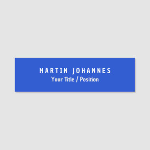 Modern Minimalist Plain Elegant Blue Name Tag