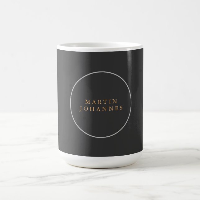 Modern Minimalist Plain Elegant Grey Name  Coffee Mug (Center)