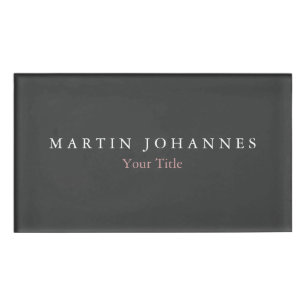 Modern Minimalist Plain Elegant Grey Name Tag