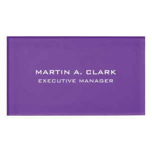 Modern Minimalist Plain Elegant Royal Purple Name Tag
