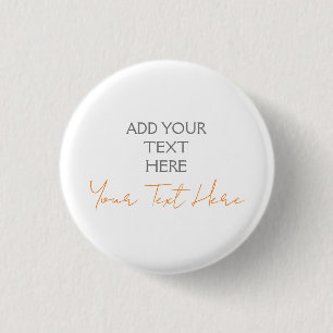 Modern Minimalist Plain Personalized Add Text 1 Inch Round Button