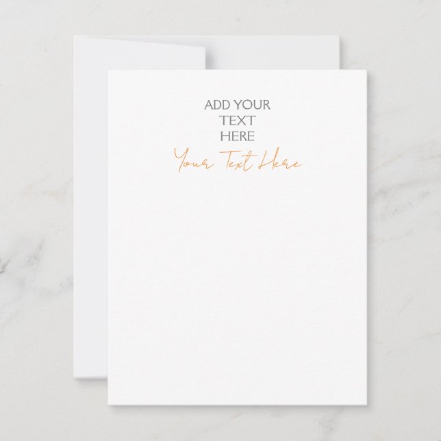Modern Minimalist Plain Personalized Add Text Card (Front)