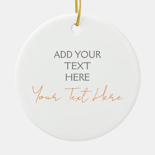 Modern Minimalist Plain Personalized Add Text Ceramic Ornament (Front)