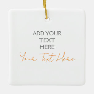Modern Minimalist Plain Personalized Add Text Ceramic Ornament