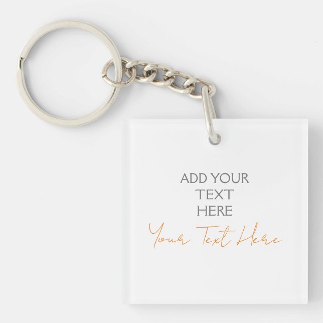 Modern Minimalist Plain Personalized Add Text Keychain (Front)