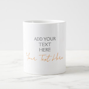 Modern Minimalist Plain Personalized Add Text Large Coffee Mug