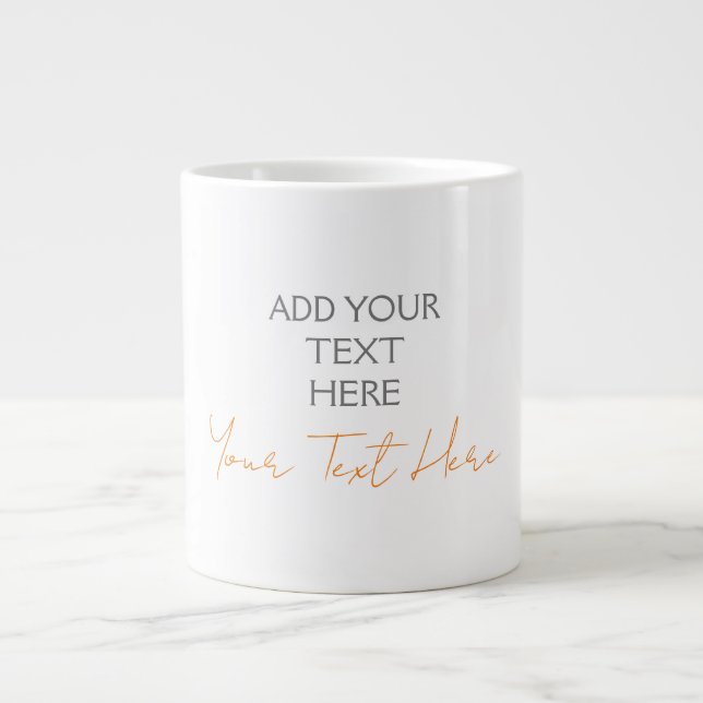 Modern Minimalist Plain Personalized Add Text Large Coffee Mug (Front)
