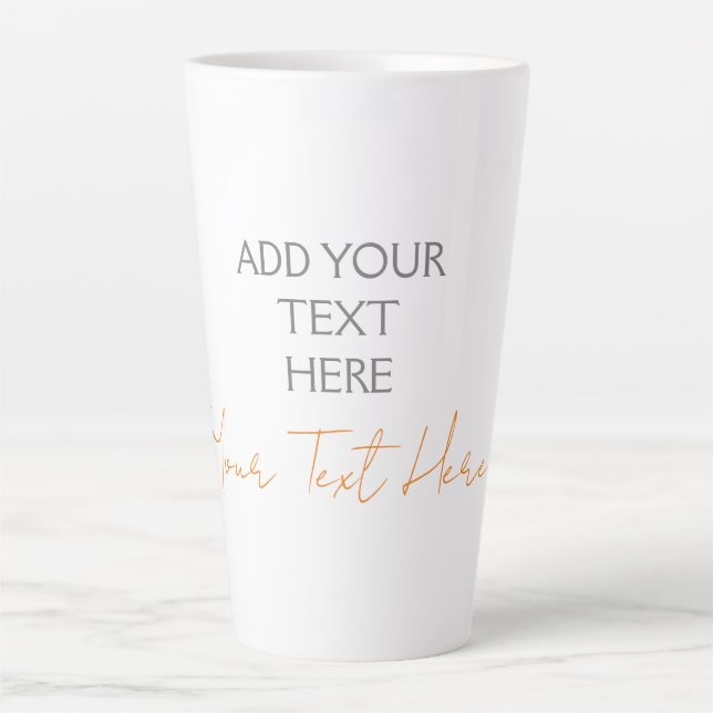 Modern Minimalist Plain Personalized Add Text Latte Mug (Front)
