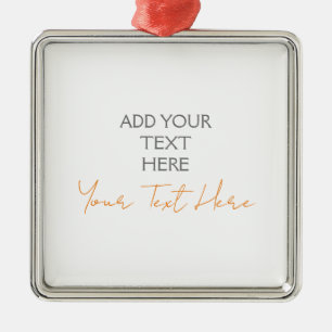 Modern Minimalist Plain Personalized Add Text Metal Ornament