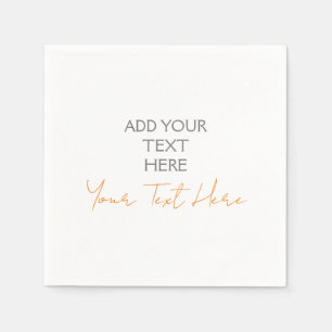 Modern Minimalist Plain Personalized Add Text Napkin