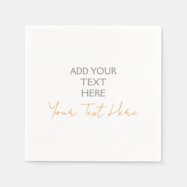 Modern Minimalist Plain Personalized Add Text Napkin (Front)