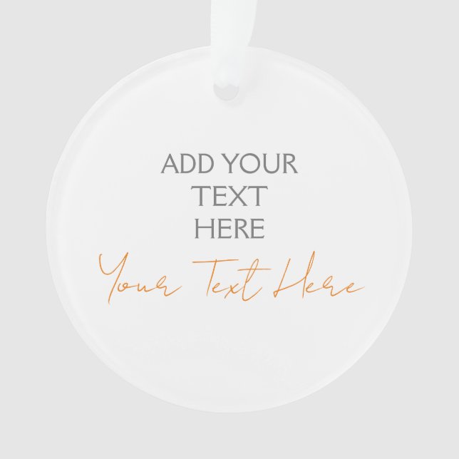 Modern Minimalist Plain Personalized Add Text Ornament (Front)