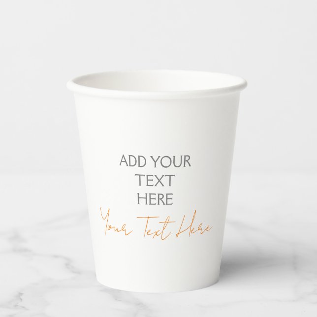 Modern Minimalist Plain Personalized Add Text Paper Cups (Front)