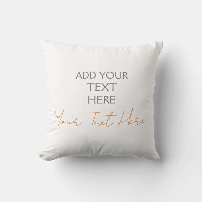Modern Minimalist Plain Personalized Add Text Throw Pillow (Front)