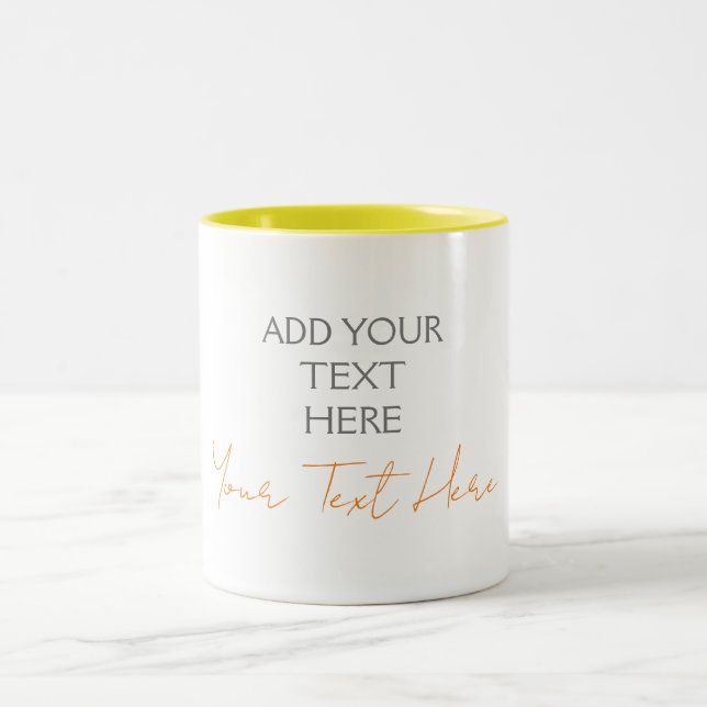 Modern Minimalist Plain Personalized Add Text Two-Tone Coffee Mug (Center)