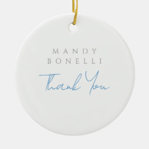 Modern Minimalist Plain Personalized Thank You Ceramic Ornament