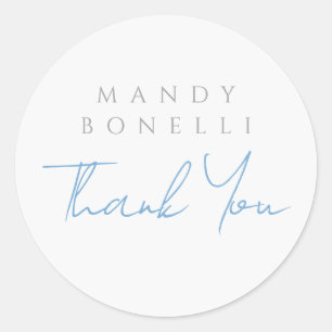 Modern Minimalist Plain Personalized Thank You Classic Round Sticker