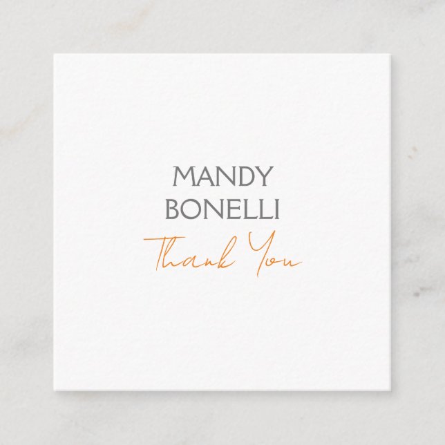 Modern Minimalist Plain Personalized Thank You Enclosure Card (Front)