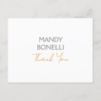 Modern Minimalist Plain Personalized Thank You