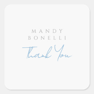 Modern Minimalist Plain Personalized Thank You Square Sticker