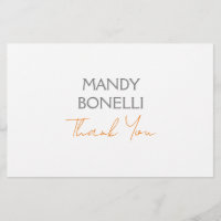 Modern Minimalist Plain Personalized Thank You