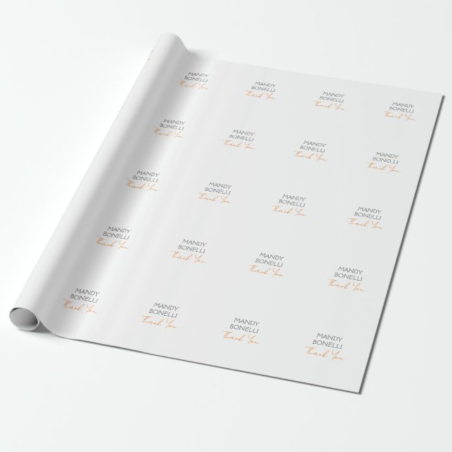Modern Minimalist Plain Personalized Thank You Wrapping Paper (Unrolled)