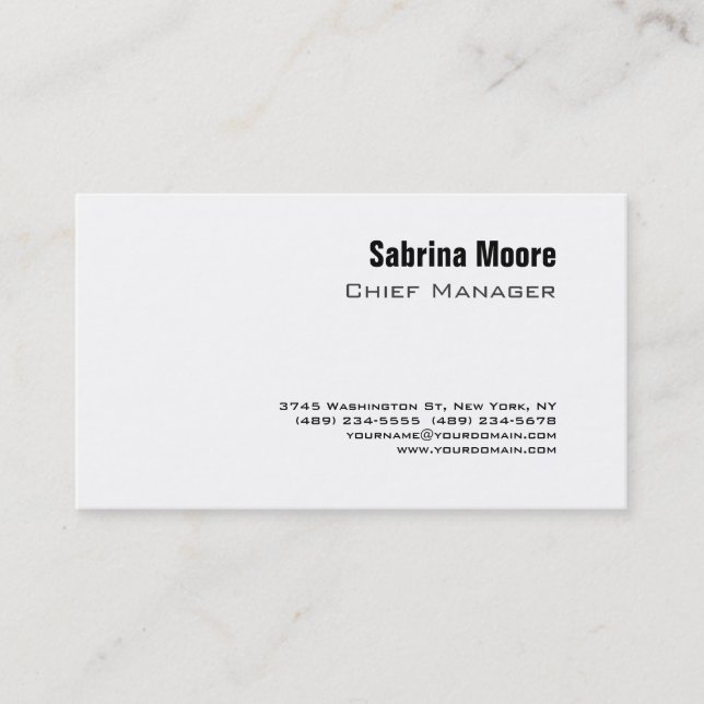 Modern Minimalist Plain Professional Business Card (Front)