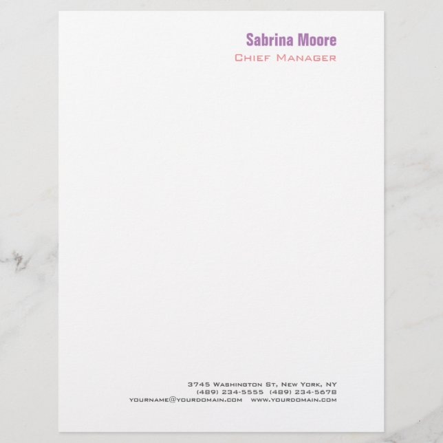 Modern Minimalist Plain Professional Letterhead (Front)