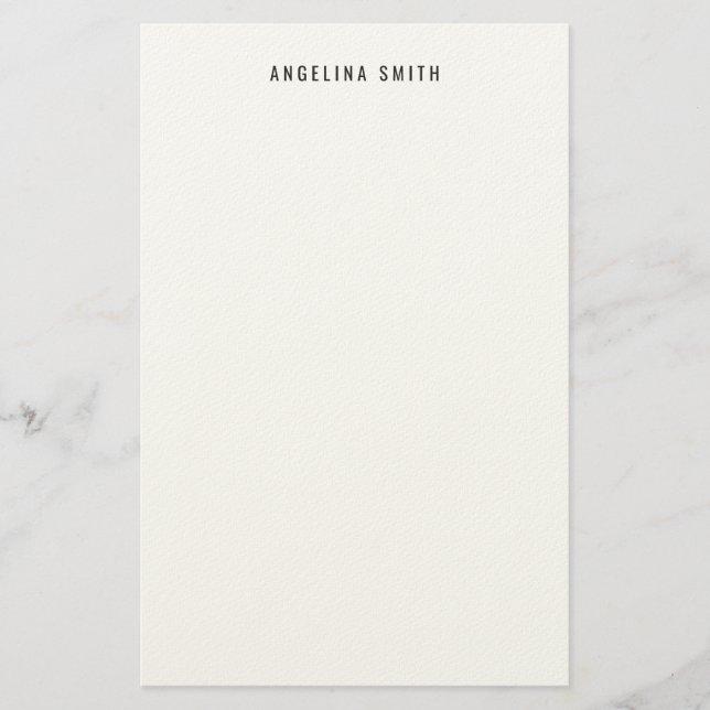 Modern Minimalist Plain Simple Black White Stationery (Front)