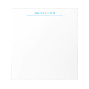 Modern Minimalist Plain Simple Blue White Notepad