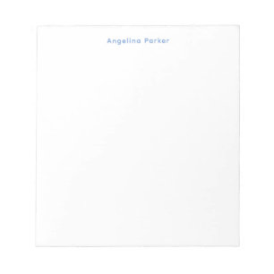 Modern Minimalist Plain Simple Blue White Notepad