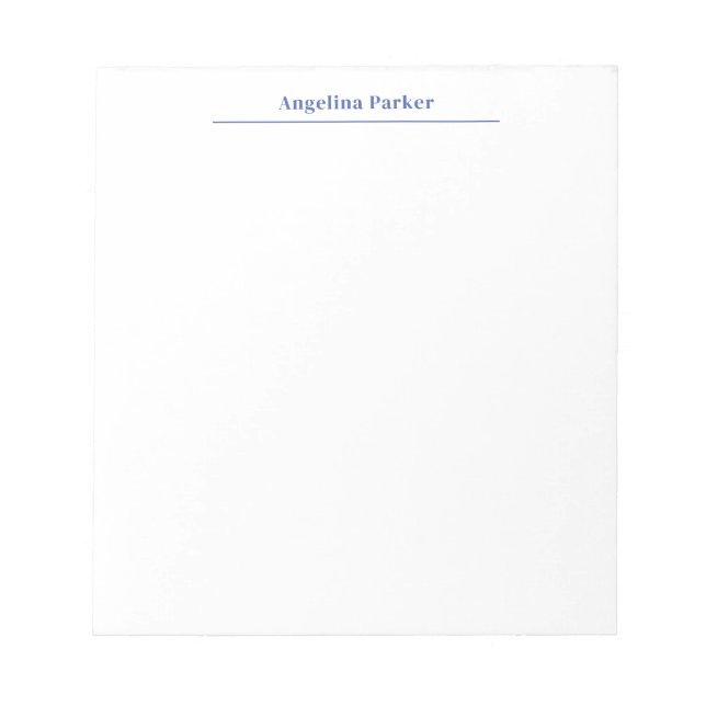 Modern Minimalist Plain Simple Blue White Notepad (Front)